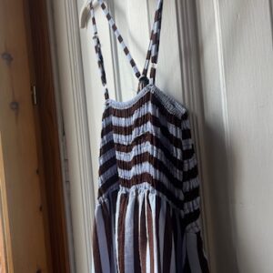 Vestido mil rayas azul y choco