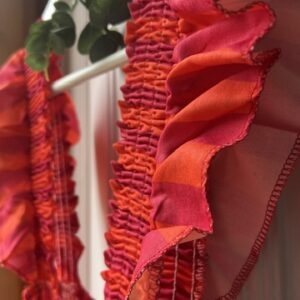 Vestido mil rayas fresa y naranja
