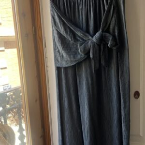 Pantalón gris bambula con lazada
