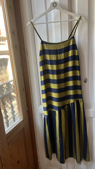 Vestido mil rayas marino y pistacho