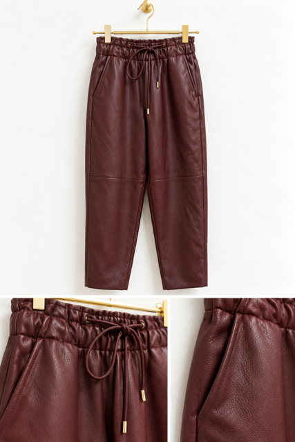 Pantalón Polipiel burdeos